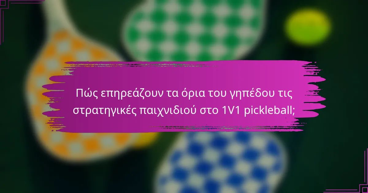 Πώς επηρεάζουν τα όρια του γηπέδου τις στρατηγικές παιχνιδιού στο 1V1 pickleball;