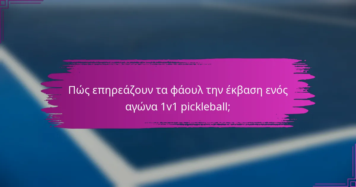 Πώς επηρεάζουν τα φάουλ την έκβαση ενός αγώνα 1v1 pickleball;