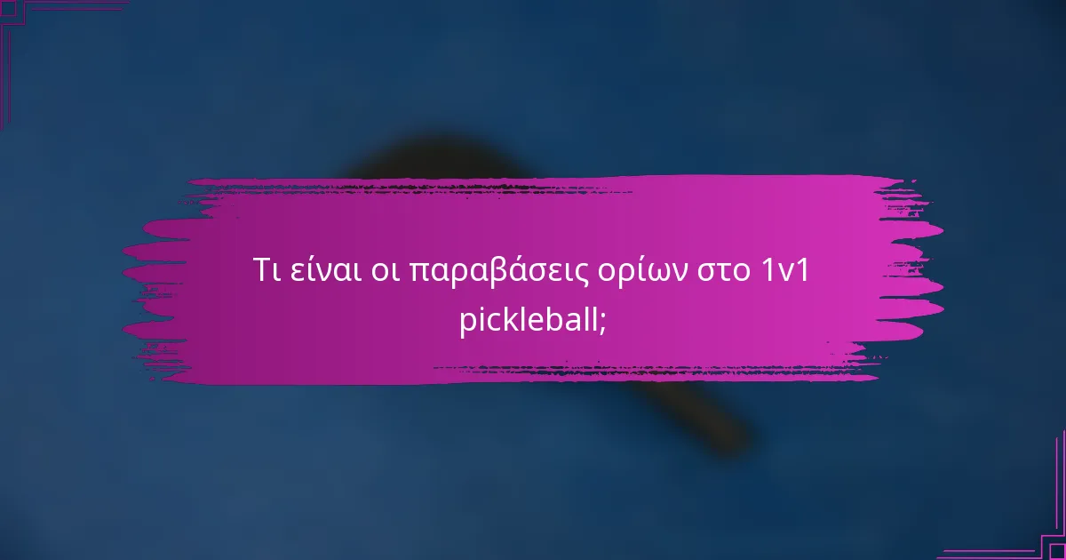 Τι είναι οι παραβάσεις ορίων στο 1v1 pickleball;